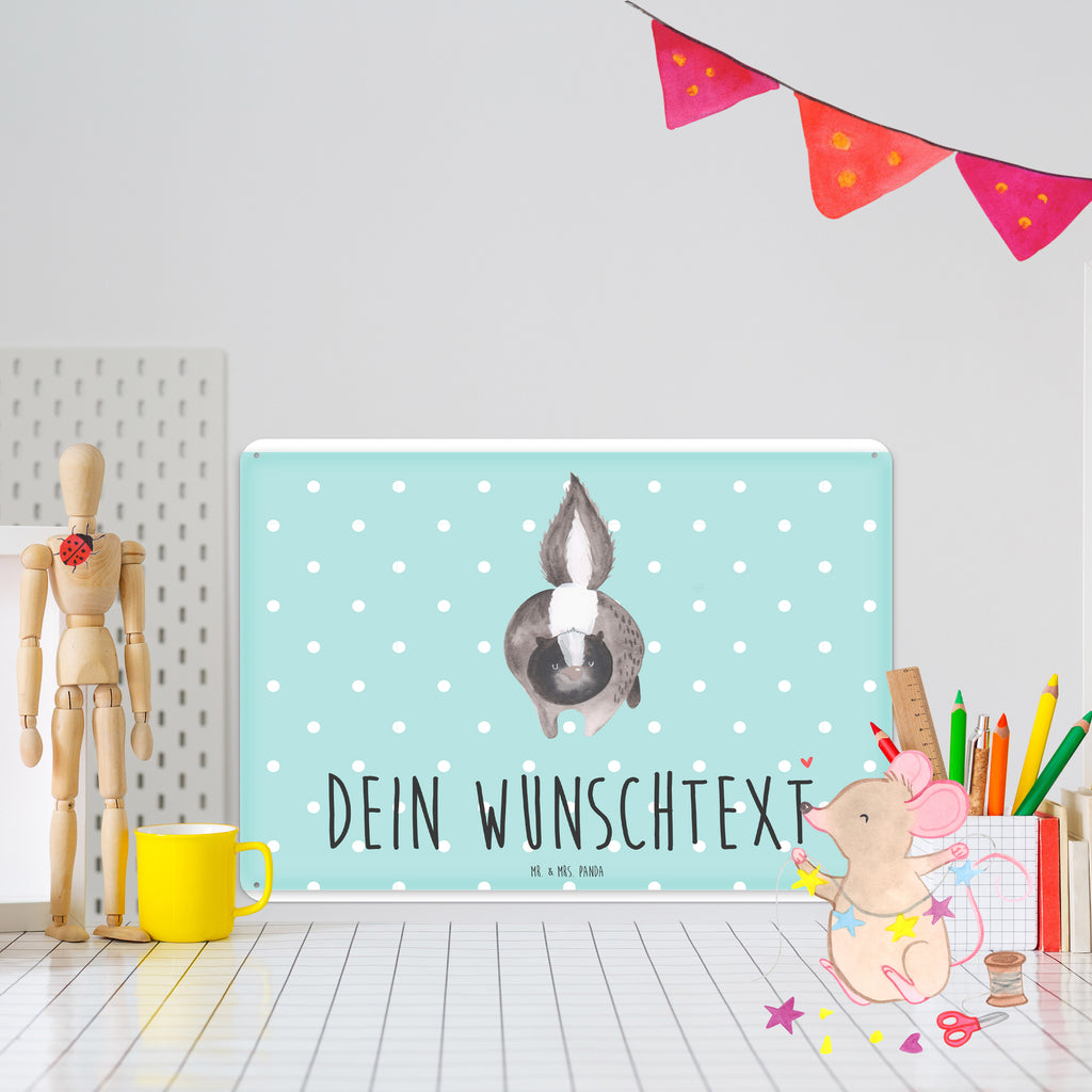 Personalisiertes Blechschild Stinktier Angriff Blechschild, Metallschild, Geschenk Schild, Schild, Magnet-Metall-Schild, Deko Schild, Wandschild, Wand-Dekoration, Türschild, Stinktier, Skunk, Wildtier, Raubtier, Stinker, Stinki, wütend, Drohung