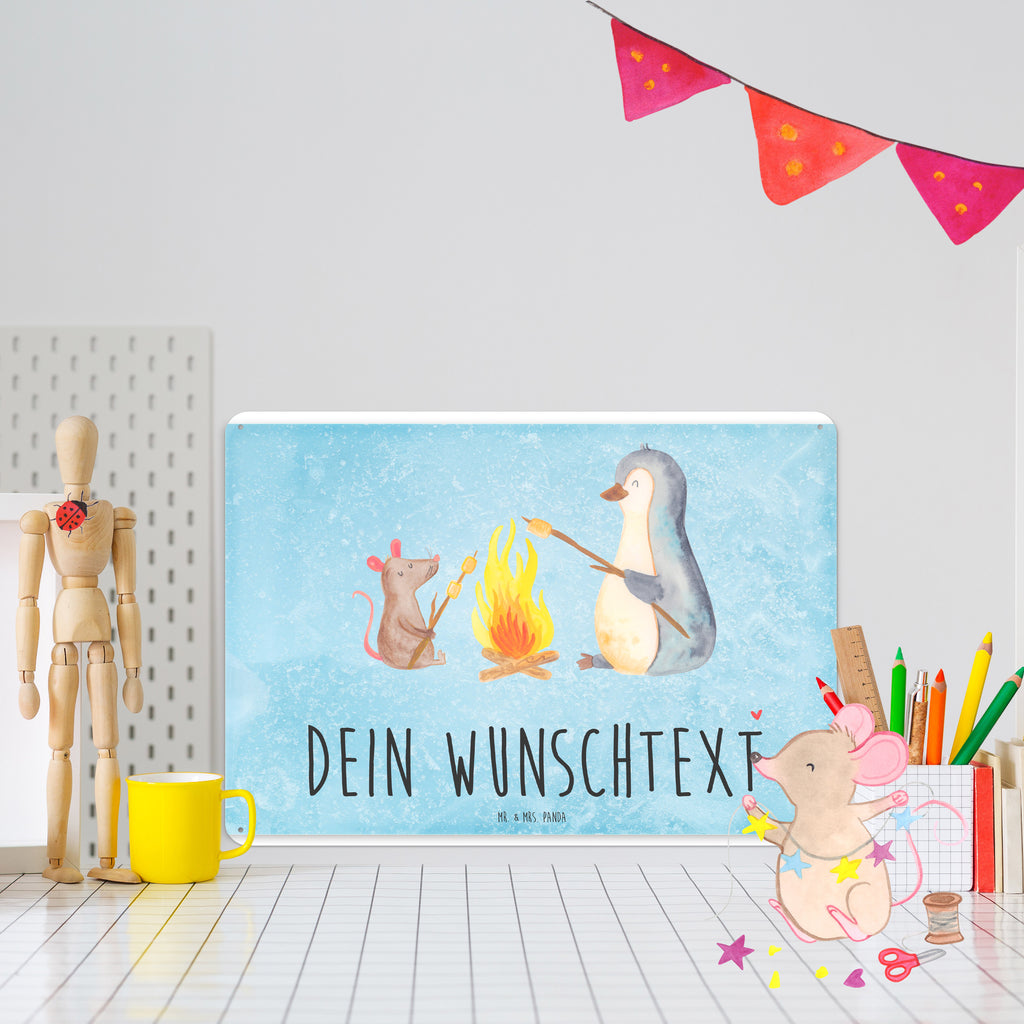 Personalisiertes Blechschild Pinguin Lagerfeuer Blechschild, Metallschild, Geschenk Schild, Schild, Magnet-Metall-Schild, Deko Schild, Wandschild, Wand-Dekoration, Türschild, Pinguin, Maus, Pinguine, Lagerfeuer, Leben, Arbeit, Job, Motivation, Büro, Büroalltag, Lebensspruch, Lebensmotivation, Neustart, Liebe, grillen, Feuer, Marshmallows