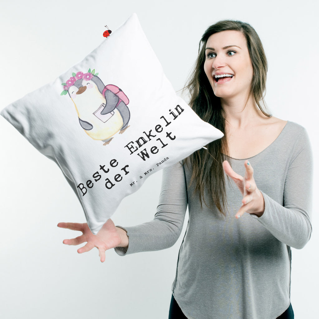 40x40 Kissen Pinguin Beste Enkelin der Welt Kissenhülle, Kopfkissen, Sofakissen, Dekokissen, Motivkissen, für, Dankeschön, Geschenk, Schenken, Geburtstag, Geburtstagsgeschenk, Geschenkidee, Danke, Bedanken, Mitbringsel, Freude machen, Geschenktipp, Enkelin, Enkelkind, Enkeltochter, Oma, Opa, Kind von Tochter, Kind von Sohn, Großtochter, Taufe