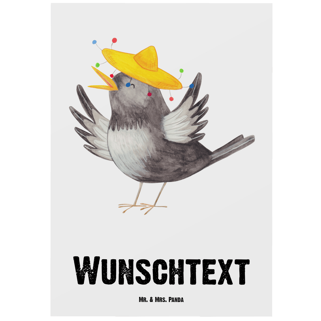 Personalisierte Postkarte Rabe mit Sombrero Postkarte mit Namen, Postkarte bedrucken, Postkarte mit Wunschtext, Postkarte personalisierbar, Geschenkkarte mit Namen, Grußkarte mit Namen, Karte mit Namen, Einladung mit Namen, Ansichtskarte mit Namen, Geschenkkarte mit Wunschtext, Grußkarte mit Wunschtext, Karte mit Wunschtext, Einladung mit Wunschtext, Ansichtskarte mit Wunschtext, Tiermotive, Gute Laune, lustige Sprüche, Tiere, Rabe, Vogel, Vögel, Spruch positiv, fröhlich sein, glücklich sein, Glück Spruch, froh, Elster, Motivation