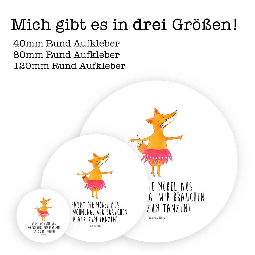 Rund Aufkleber Fuchs Ballerina Sticker, Aufkleber, Etikett, Fuchs, Fuchs Spruch, Füchse, Füchsin, Ballerina, Ballett, Tänzerin, Tanzen, Party, Einladung, Geburtstag