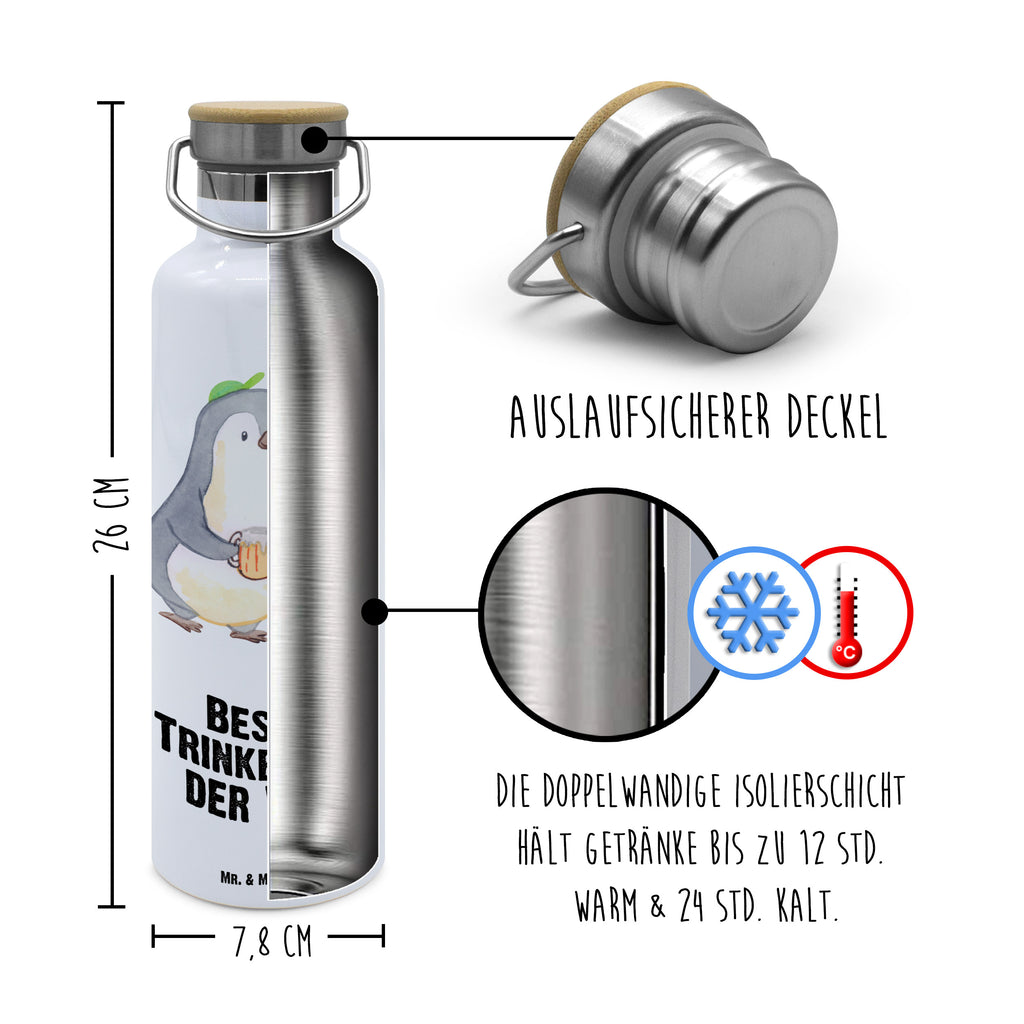 Trinkflasche Pinguin Bester Trinkbruder der Welt Thermosflasche, Isolierflasche, Edelstahl, Trinkflasche, isoliert, Wamrhaltefunktion, Sportflasche, Flasche zum Sport, Sportlerflasche, für, Dankeschön, Geschenk, Schenken, Geburtstag, Geburtstagsgeschenk, Geschenkidee, Danke, Bedanken, Mitbringsel, Freude machen, Geschenktipp, Trinkbruder, Trinkkumpel, Kumpel, Saufkumpane, Kumpane, Trinken, Party, Kleinigkeit