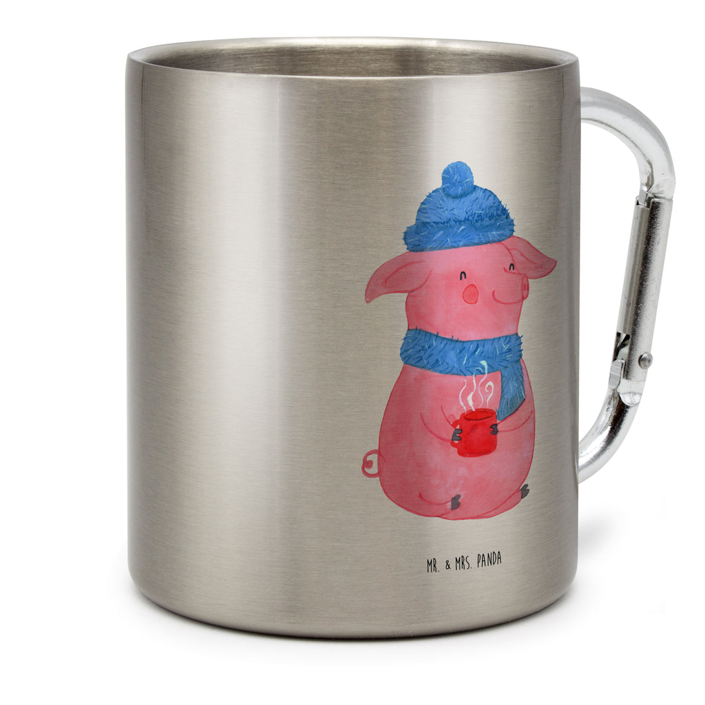 Edelstahlbecher Lallelndes Glühschwein Edelstahltasse, Karabiner, Edelstahlbecher, Outdoor, Camping, Tasse, Becher, Winter, Weihnachten, Weihnachtsdeko, Nikolaus, Advent, Heiligabend, Wintermotiv, Glühwein, Betrunken, Weihnachtsmarkt, Spruch