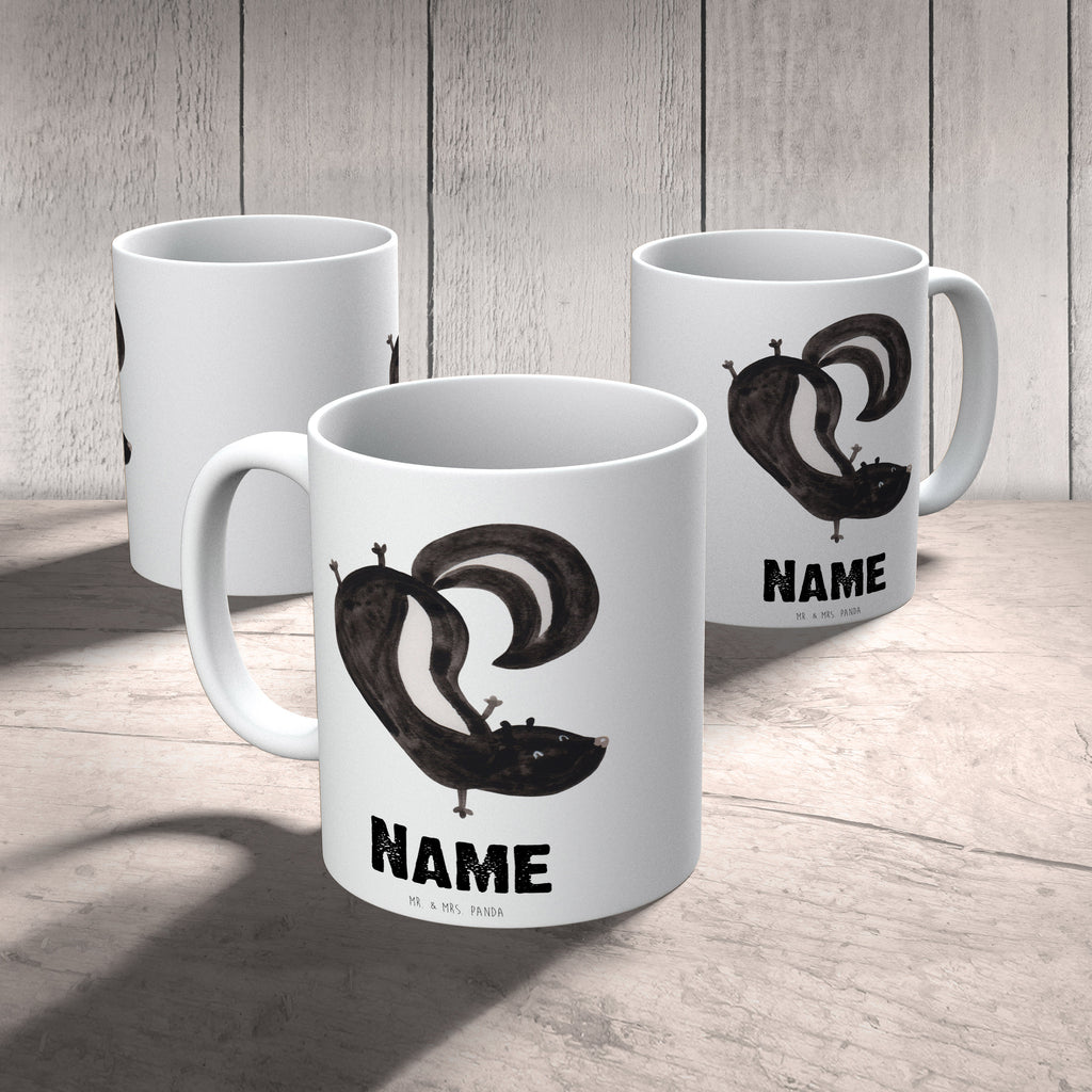 Personalisierte Tasse Stinktier Handstand Personalisierte Tasse, Namenstasse, Wunschname, Personalisiert, Tasse, Namen, Drucken, Tasse mit Namen, Stinktier, Skunk, Wildtier, Raubtier, Stinker, Stinki, Spielplatz, verpielt, Kind