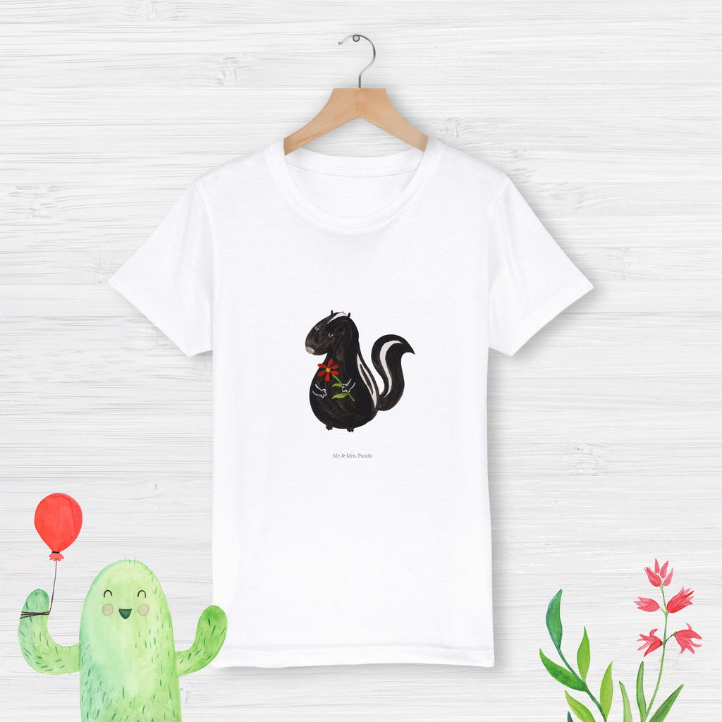 Organic Kinder T-Shirt Stinktier Blume Kinder T-Shirt, Kinder T-Shirt Mädchen, Kinder T-Shirt Jungen, Stinktier, Skunk, Wildtier, Raubtier, Stinker, Stinki, Tagträumer, verträumt, Dreams, Träume