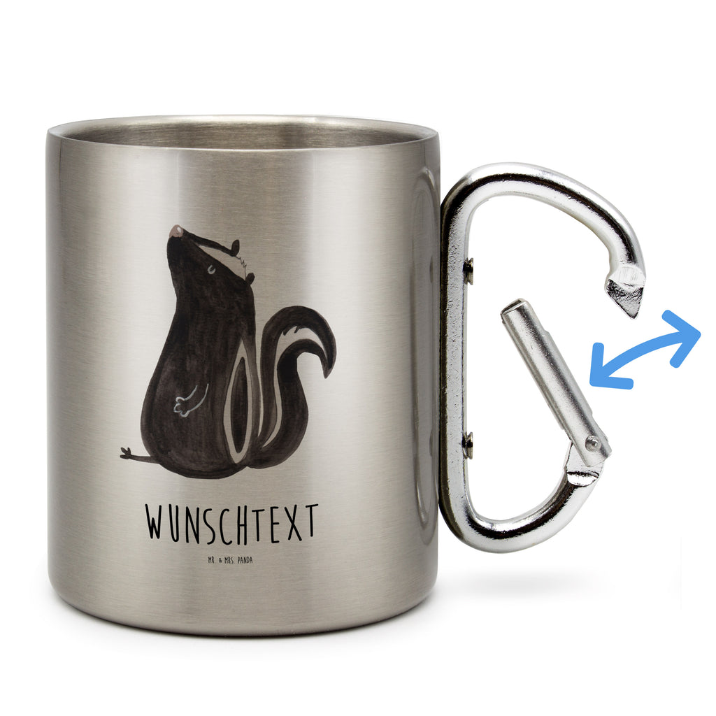 Personalisierter Edelstahlbecher Stinktier sitzend Personalisierte Edelstahltasse, Personalisierter Edelstahlbecher, Personalisierter Outdoor Becher, Personalisierte Outdoor Tasse, Stinktier, Skunk, Wildtier, Raubtier, Stinker, Stinki, Spruch, Büro, Recht, Besserwisser