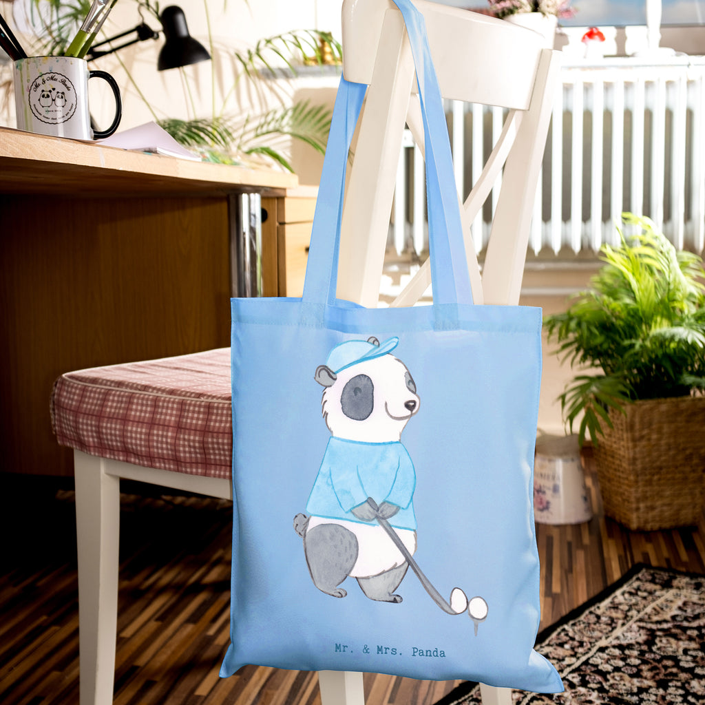 Tragetasche Panda Golfen Tage Beuteltasche, Beutel, Einkaufstasche, Jutebeutel, Stoffbeutel, Tasche, Shopper, Umhängetasche, Strandtasche, Schultertasche, Stofftasche, Tragetasche, Badetasche, Jutetasche, Einkaufstüte, Laptoptasche, Geschenk, Sport, Sportart, Hobby, Schenken, Danke, Dankeschön, Auszeichnung, Gewinn, Sportler, Golfen, Golf spielen, Golfplatz, Golfturnier, Golf Verein