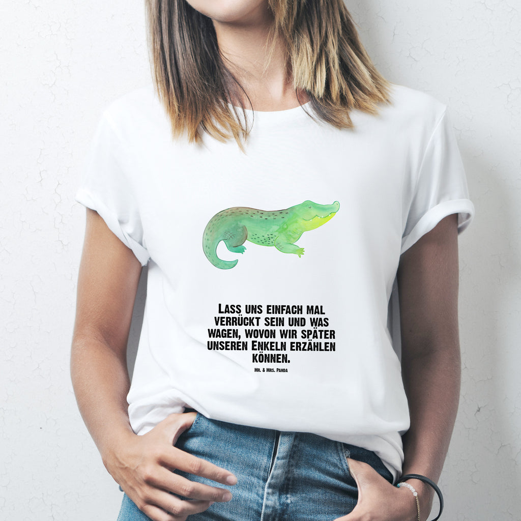 T-Shirt Standard Krokodil T-Shirt, Shirt, Tshirt, Lustiges T-Shirt, T-Shirt mit Spruch, Party, Junggesellenabschied, Jubiläum, Geburstag, Herrn, Damen, Männer, Frauen, Schlafshirt, Nachthemd, Sprüche, Meerestiere, Meer, Urlaub, Krokodil, Krokodile, verrückt sein, spontan sein, Abenteuerlust, Reiselust, Freundin, beste Freundin, Lieblingsmensch