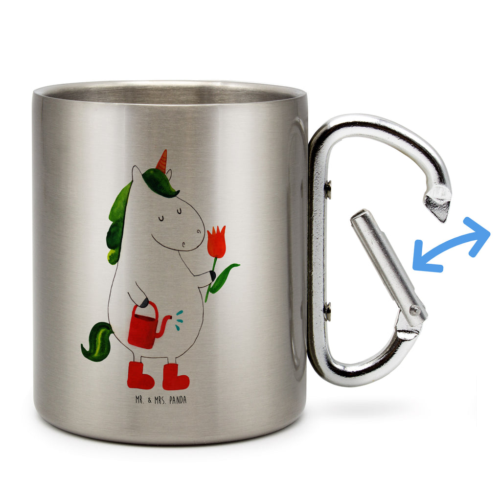 Edelstahlbecher Einhorn Gärtner Edelstahltasse, Karabiner, Edelstahlbecher, Outdoor, Camping, Tasse, Becher, Einhorn, Einhörner, Einhorn Deko, Pegasus, Unicorn, Luftballon, Gießkanne, Giesskanne, Lebenslust, Freude, Blume, Freundin, Garten, Stiefel