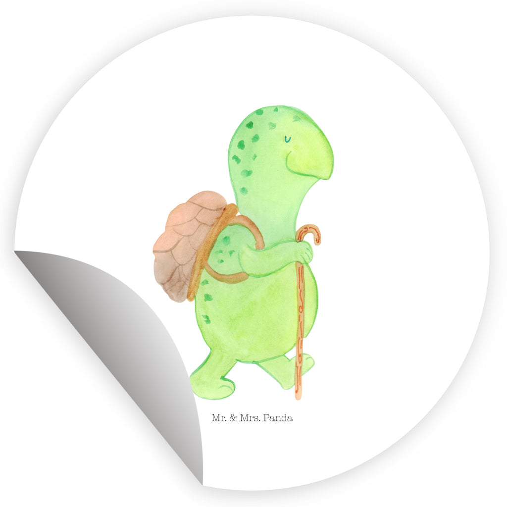 Rund Aufkleber Schildkröte Wanderer Sticker, Aufkleber, Etikett, Kinder, rund, Schildkröte, Schildkröten, Motivation, Motivationsspruch, Motivationssprüche, Neuanfang