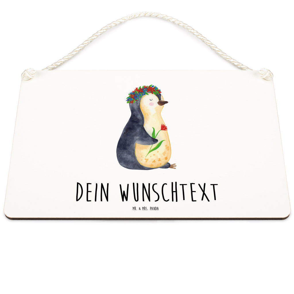 Personalisiertes Deko Schild Pinguin Blumenkranz Dekoschild, Deko Schild, Schild, Tür Schild, Türschild, Holzschild, Wandschild, Wanddeko, Pinguin, Pinguine, Blumenkranz, Universum, Leben, Wünsche, Ziele, Lebensziele, Motivation, Lebenslust, Liebeskummer, Geschenkidee