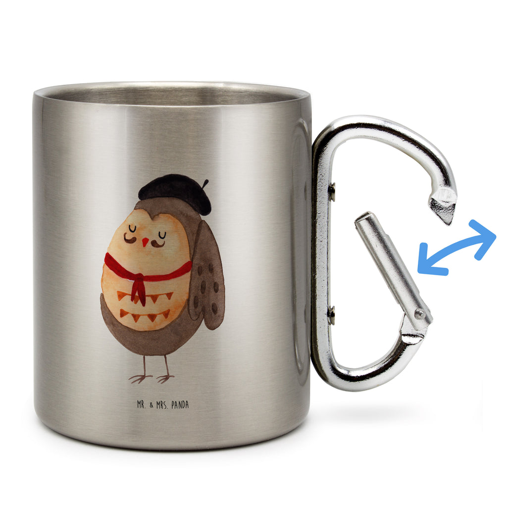 Edelstahlbecher Eule Französisch Edelstahltasse, Karabiner, Edelstahlbecher, Outdoor, Camping, Tasse, Becher, Eule, Eulen, Eule Deko, Owl, hibou, La vie est belle, das Leben ist schön, Spruch schön, Spruch Französisch, Frankreich