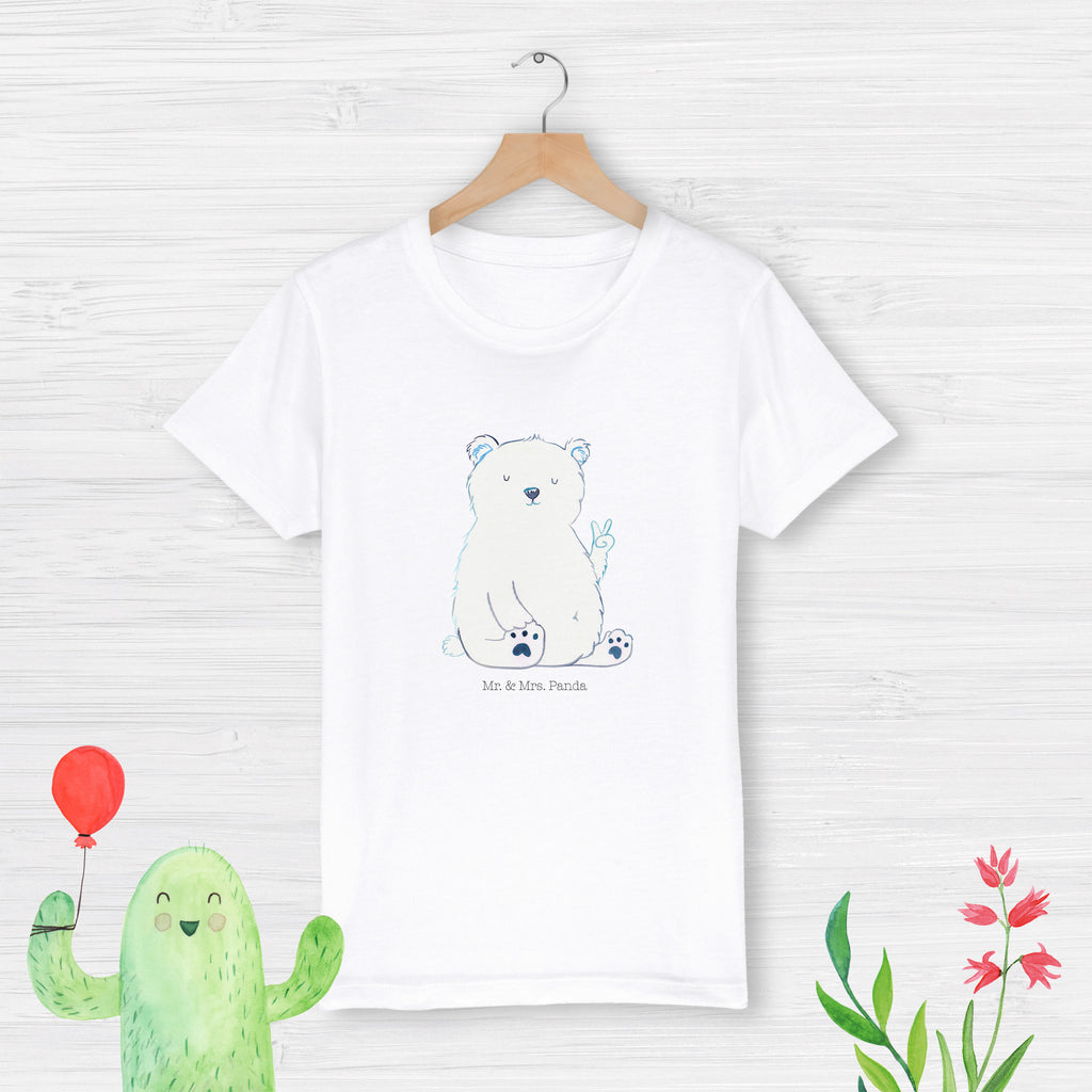 Organic Kinder T-Shirt Eisbär Faul Kinder T-Shirt, Kinder T-Shirt Mädchen, Kinder T-Shirt Jungen, Bär, Teddy, Teddybär, Eisbär, Nordpol, Faul, Entspannen, Relaxen, Büro, Arbeit, Bürojob, Arbeitsplatz, Homeoffice