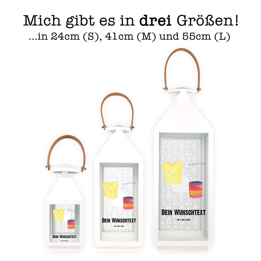 Personalisierte Deko Laterne Toast & Marmelade Gartenlampe, Gartenleuchte, Gartendekoration, Gartenlicht, Laterne kleine Laternen, XXL Laternen, Laterne groß, Tiermotive, Gute Laune, lustige Sprüche, Tiere, Toast, Marmelade, Dreamteam, süße Postkarte, süß, Küche Deko, Küche Spruch, Frühstück Einladung, Brot, Toastbrot