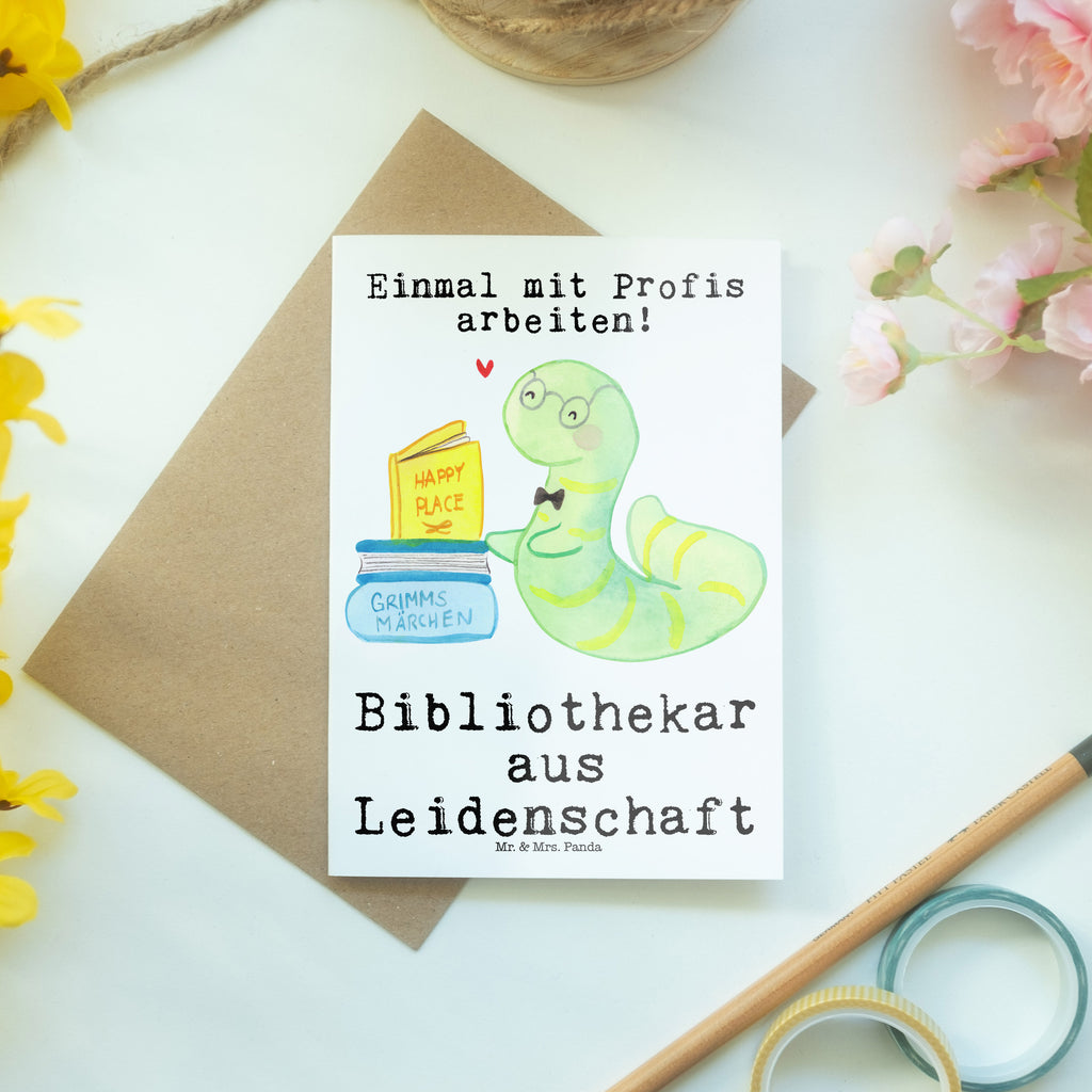 Grußkarte Bibliothekar aus Leidenschaft Grußkarte, Klappkarte, Einladungskarte, Glückwunschkarte, Hochzeitskarte, Geburtstagskarte, Karte, Ansichtskarten, Beruf, Ausbildung, Jubiläum, Abschied, Rente, Kollege, Kollegin, Geschenk, Schenken, Arbeitskollege, Mitarbeiter, Firma, Danke, Dankeschön, Bibliothekar, Buchhandlung, Bibliothek, Bücherwurm, Leseratte, Bücherliebe