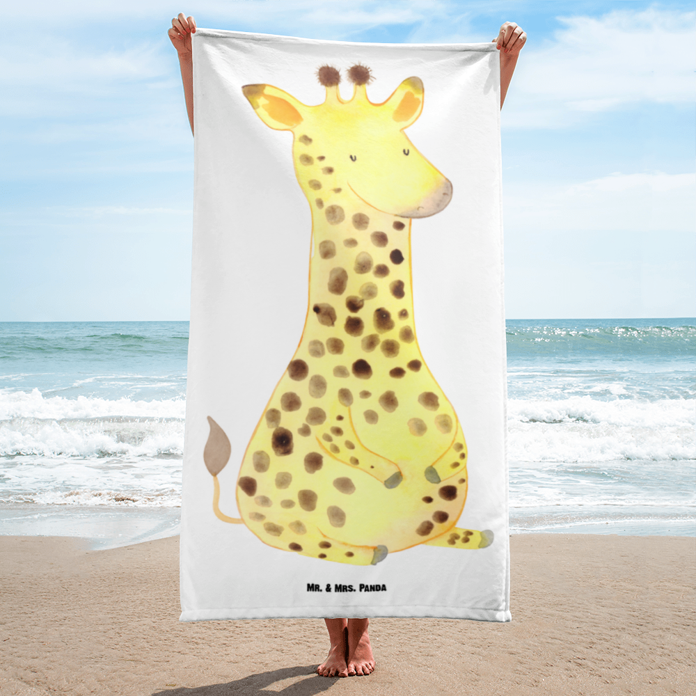 XL Badehandtuch Giraffe Zufrieden Handtuch, Badetuch, Duschtuch, Strandtuch, Saunatuch, Afrika, Wildtiere, Giraffe, Zufrieden, Glück, Abenteuer