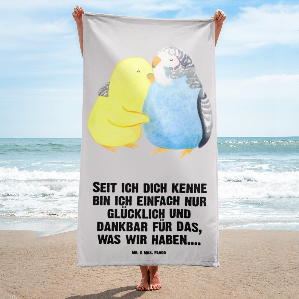 XL Badehandtuch Wellensittich Liebe Handtuch, Badetuch, Duschtuch, Strandtuch, Saunatuch, Liebe, Partner, Freund, Freundin, Ehemann, Ehefrau, Heiraten, Verlobung, Heiratsantrag, Liebesgeschenk, Jahrestag, Hocheitstag, Vögel, Wellensittich, Nähe, Kuscheln, Vertrauen