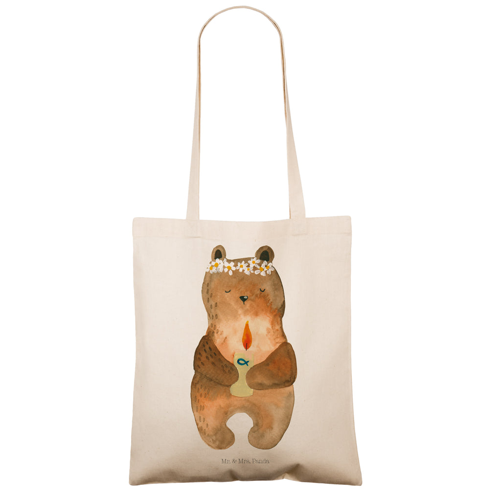 Tragetasche Kommunion-Bär Beuteltasche, Beutel, Einkaufstasche, Jutebeutel, Stoffbeutel, Tasche, Shopper, Umhängetasche, Strandtasche, Schultertasche, Stofftasche, Tragetasche, Badetasche, Jutetasche, Einkaufstüte, Laptoptasche, Bär, Teddy, Teddybär, Kommunion, Gottes Segen, Taufkerze, katholisch