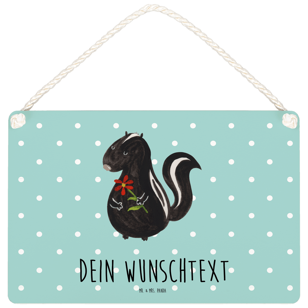 Personalisiertes Deko Schild Stinktier Blume Dekoschild, Deko Schild, Schild, Tür Schild, Türschild, Holzschild, Wandschild, Wanddeko, Stinktier, Skunk, Wildtier, Raubtier, Stinker, Stinki, Tagträumer, verträumt, Dreams, Träume