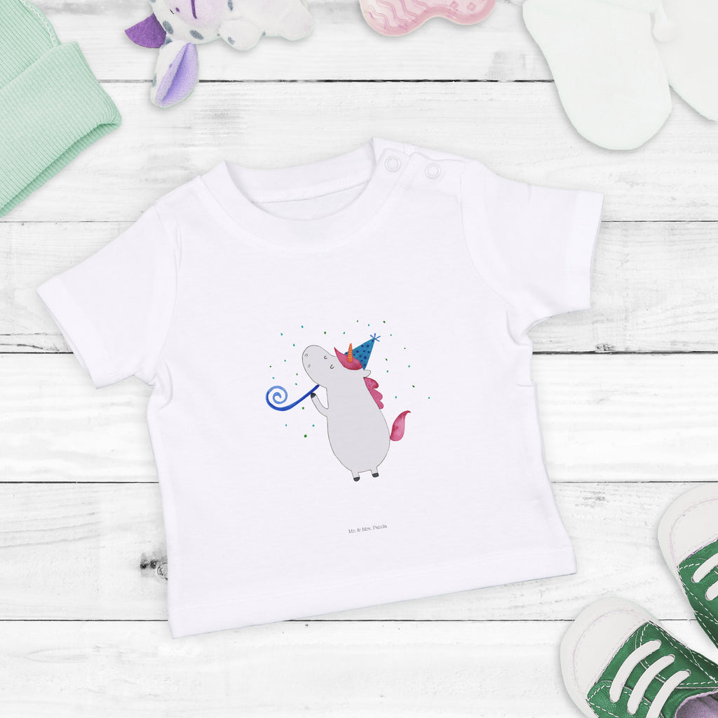 Organic Baby Shirt Einhorn Party Baby T-Shirt, Jungen Baby T-Shirt, Mädchen Baby T-Shirt, Shirt, Einhorn, Einhörner, Einhorn Deko, Pegasus, Unicorn, Glitzer, Konfetti, Party, Geburtstag, Feier, Fest, Alkohol, Disco, Club