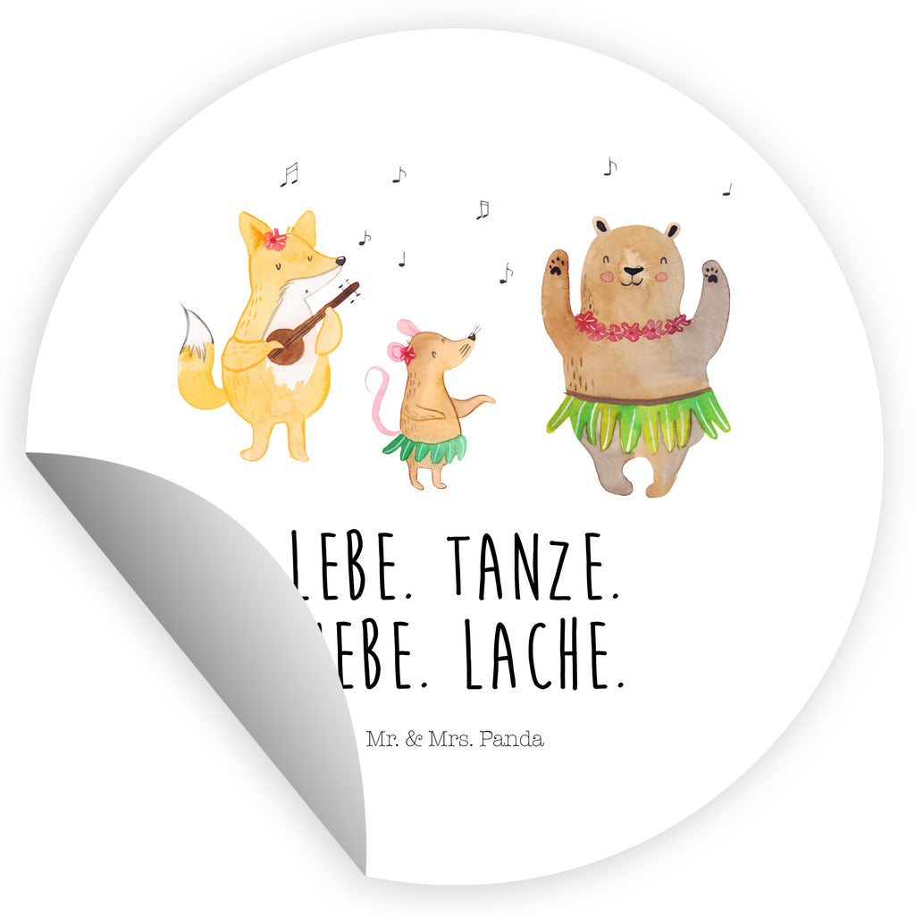 Rund Aufkleber Waldtiere Aloha Sticker, Aufkleber, Etikett, Tiermotive, Gute Laune, lustige Sprüche, Tiere, Wald, Waldtiere, Musik, Aloha, Bär, Hase, Igel, Tanzen, Leben, Lachen