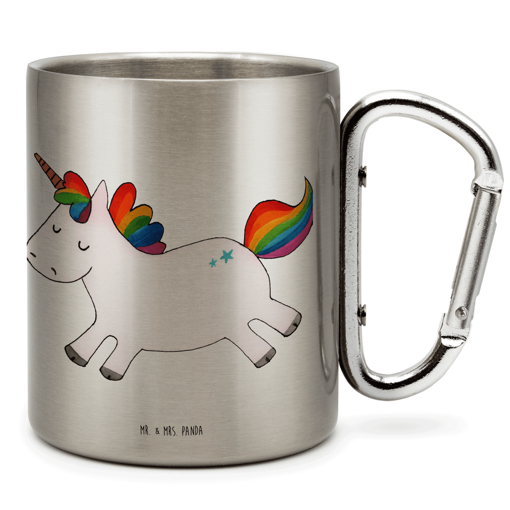 Edelstahlbecher Einhorn Happy Edelstahltasse, Karabiner, Edelstahlbecher, Outdoor, Camping, Tasse, Becher, Einhorn, Einhörner, Einhorn Deko, Pegasus, Unicorn, glücklich, fröhlich, Spaß, Freude, Lebensfreude, witzig, spannend, Lächeln, Lachen