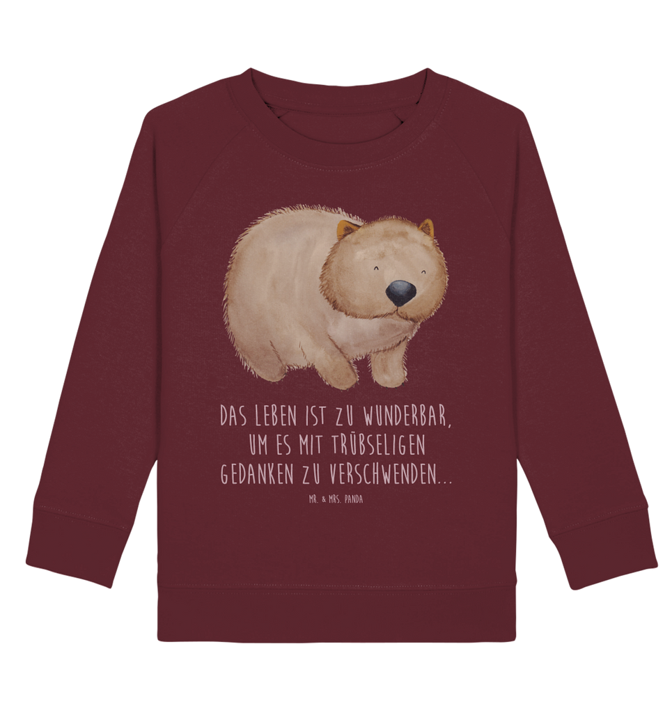 Organic Kinder Pullover Wombat Kinder Pullover, Kinder Sweatshirt, Jungen, Mädchen, Tiermotive, Gute Laune, lustige Sprüche, Tiere, Wombat, Das Leben ist schön, Motivation, Spruch, Australien