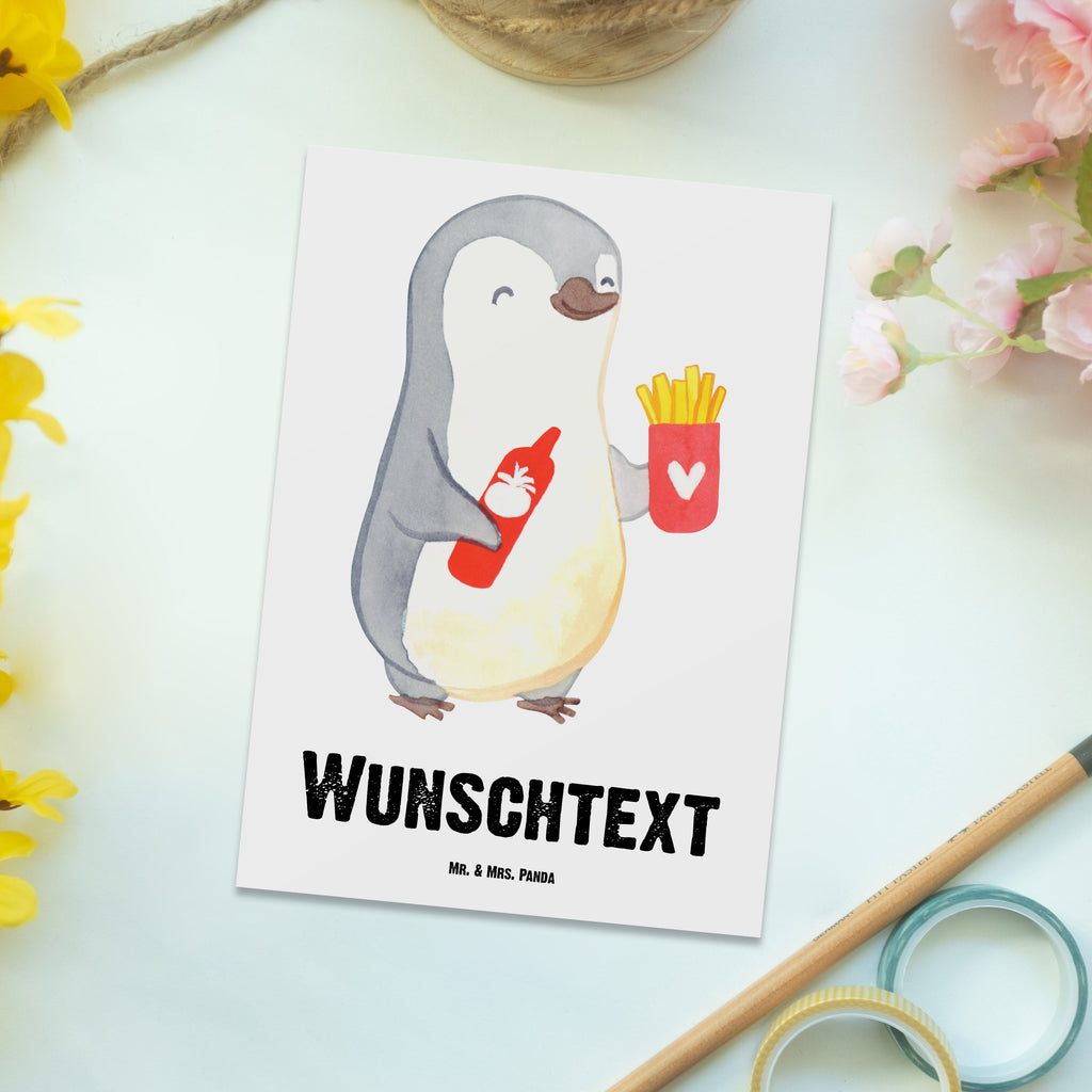 Personalisierte Postkarte Pinguin Pommes Postkarte mit Namen, Postkarte bedrucken, Postkarte mit Wunschtext, Postkarte personalisierbar, Geschenkkarte mit Namen, Grußkarte mit Namen, Karte mit Namen, Einladung mit Namen, Ansichtskarte mit Namen, Geschenkkarte mit Wunschtext, Grußkarte mit Wunschtext, Karte mit Wunschtext, Einladung mit Wunschtext, Ansichtskarte mit Wunschtext, Liebe, Partner, Freund, Freundin, Ehemann, Ehefrau, Heiraten, Verlobung, Heiratsantrag, Liebesgeschenk, Jahrestag, Hocheitstag, Valentinstag, Geschenk für Frauen, Hochzeitstag, Mitbringsel, Geschenk für Freundin, Geschenk für Partner, Liebesbeweis, für Männer, für Ehemann