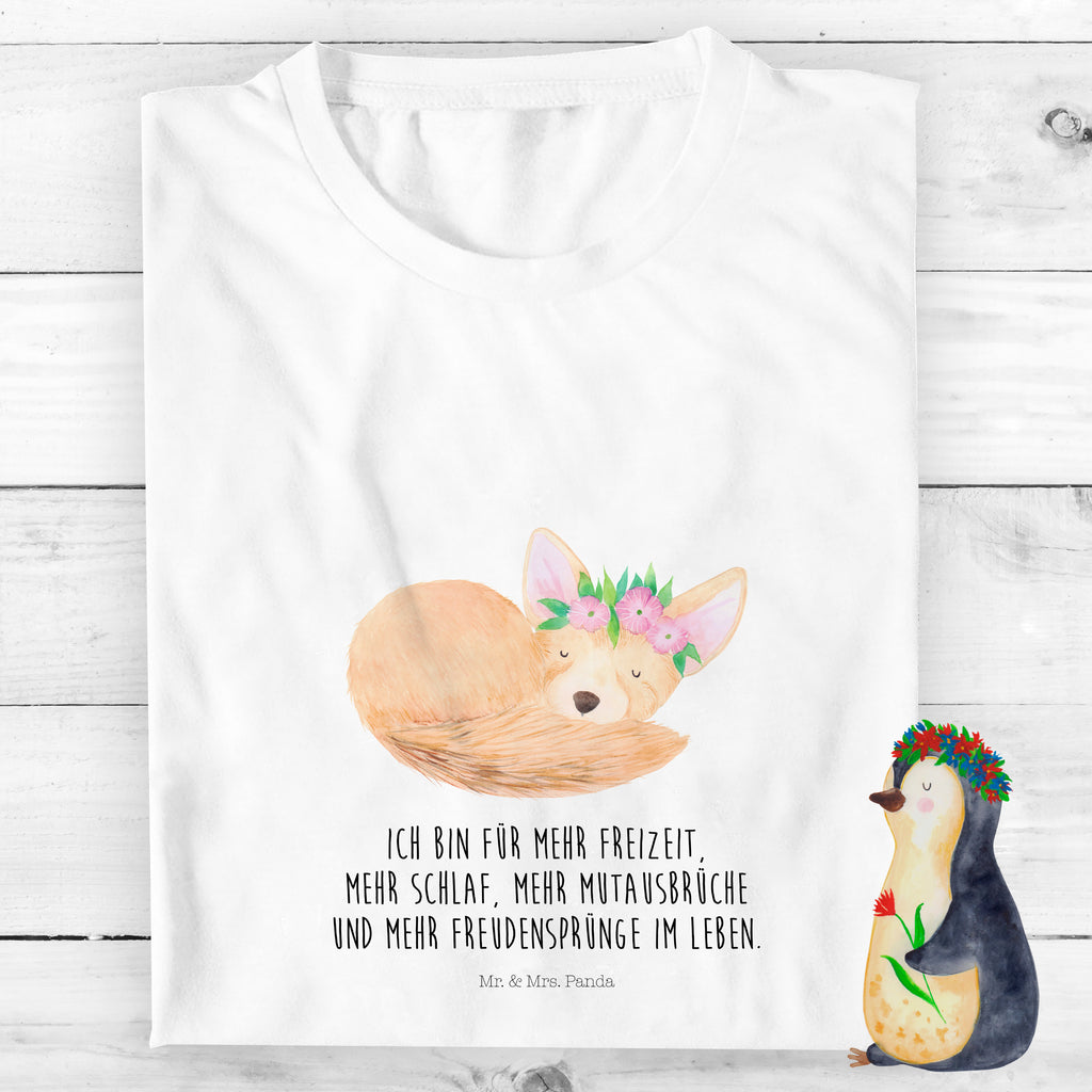 Organic Kinder T-Shirt Wüstenfuchs Blumen Kinder T-Shirt, Kinder T-Shirt Mädchen, Kinder T-Shirt Jungen, Afrika, Wildtiere, Wüste, Wüstenfuchs, Blumen, Blumenkranz, Glücklich