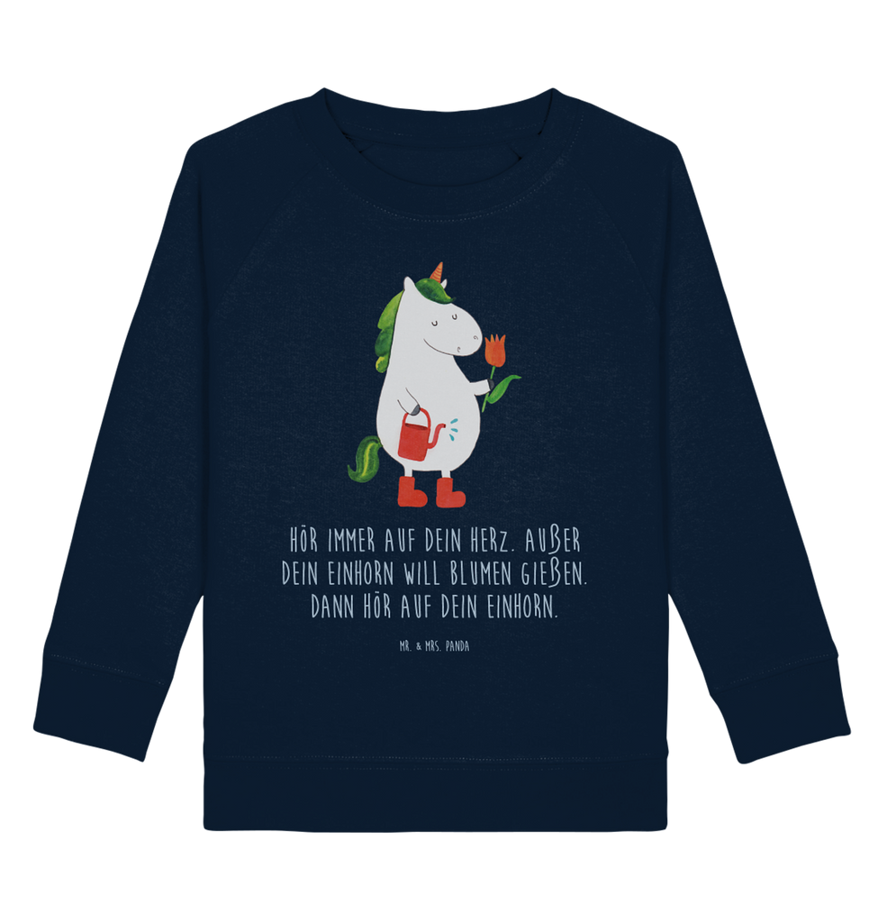 Organic Kinder Pullover Einhorn Gärtner Kinder Pullover, Kinder Sweatshirt, Jungen, Mädchen, Einhorn, Einhörner, Einhorn Deko, Pegasus, Unicorn, Luftballon, Gießkanne, Giesskanne, Lebenslust, Freude, Blume, Freundin, Garten, Stiefel