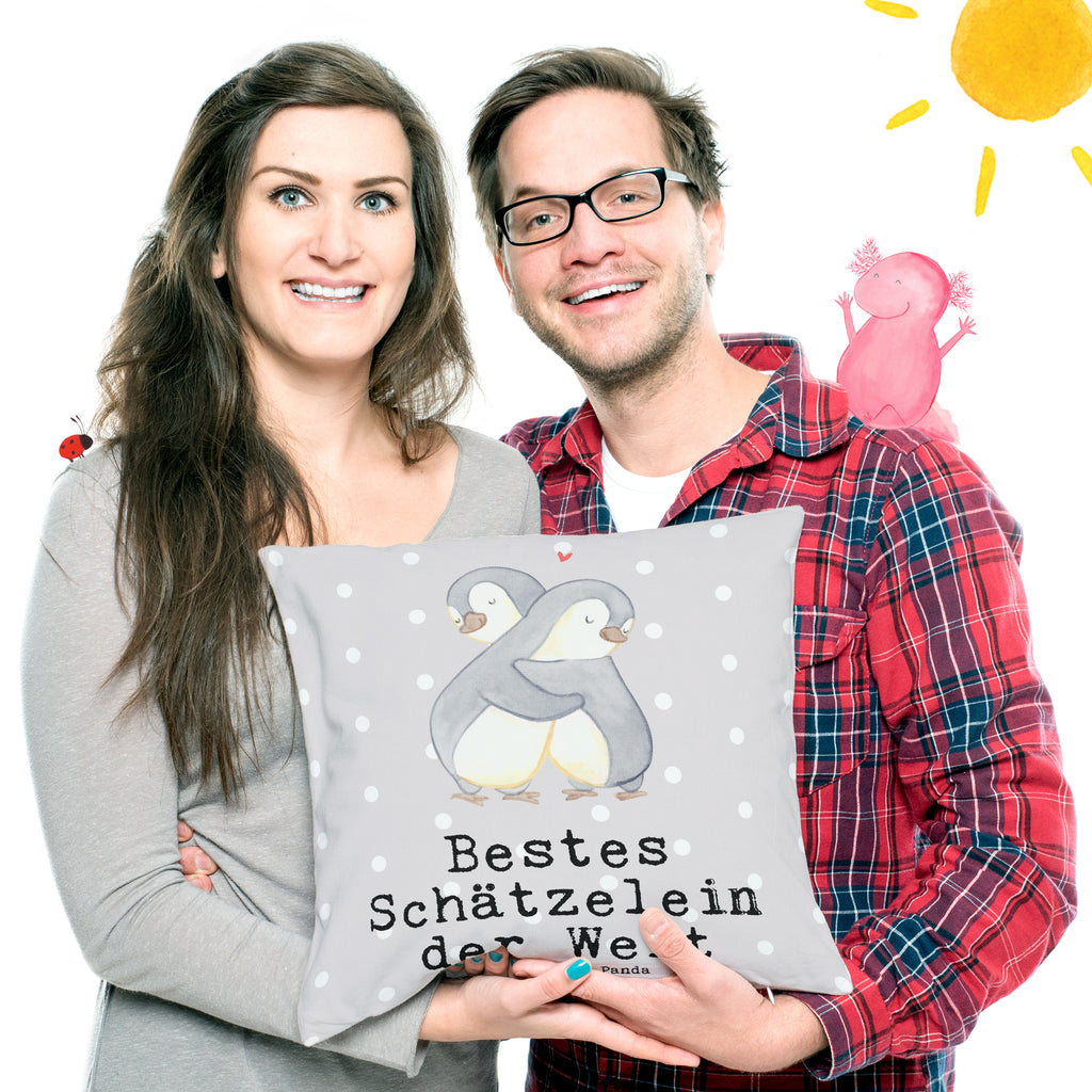 40x40 Kissen Pinguin Bestes Schätzelein der Welt Kissenhülle, Kopfkissen, Sofakissen, Dekokissen, Motivkissen, für, Dankeschön, Geschenk, Schenken, Geburtstag, Geburtstagsgeschenk, Geschenkidee, Danke, Bedanken, Mitbringsel, Freude machen, Geschenktipp, Schätzelein, Schätzchen, Schatz, Schatzi, Ehemann, Ehefrau, Freundin, Freund, Frau, Mann, Kosename, Hochzeitstag