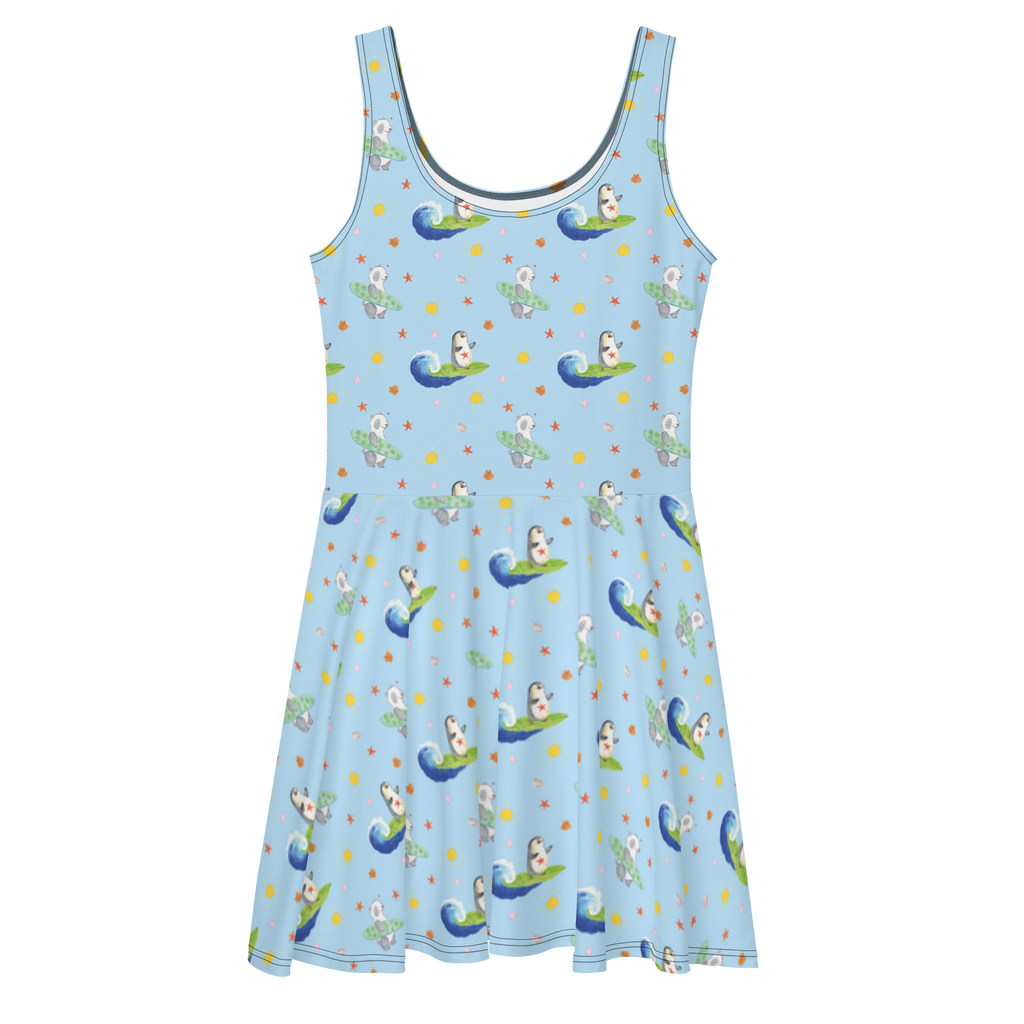 Sommerkleid Pinguin Surfer Muster Sommerkleid, Kleid, Skaterkleid, Pinguin, Pinguine, surfen, Surfer, Hawaii, Urlaub, Wellen, Wellen reiten, Portugal