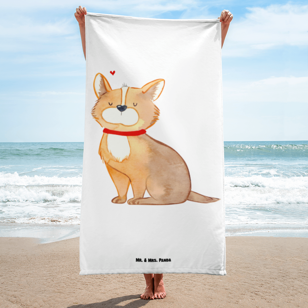 XL Badehandtuch Hundeglück Handtuch, Badetuch, Duschtuch, Strandtuch, Saunatuch, Hund, Hundemotiv, Haustier, Hunderasse, Tierliebhaber, Hundebesitzer, Sprüche, Corgie, Hundeliebe, Spruch, Hundemama, Liebe