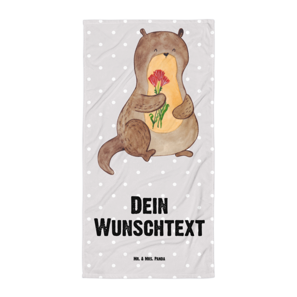 Handtuch mit Namen Otter Blumenstrauß Personalisiertes Badehandtuch, Handtuch personalisiert, Handtuch mit Namen, Badetuch personalisiert, Handtuch bedrucken, Saunatuch mit Namen, Handtuch Geschenk, Otter, Fischotter, Seeotter, Otter Seeotter See Otter