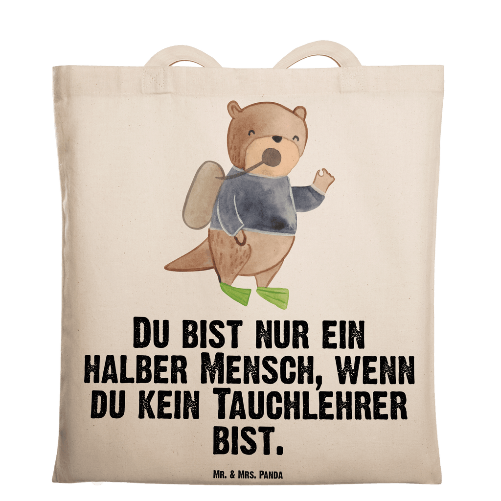 Tragetasche Tauchlehrer mit Herz Beuteltasche, Beutel, Einkaufstasche, Jutebeutel, Stoffbeutel, Tasche, Shopper, Umhängetasche, Strandtasche, Schultertasche, Stofftasche, Tragetasche, Badetasche, Jutetasche, Einkaufstüte, Laptoptasche, Beruf, Ausbildung, Jubiläum, Abschied, Rente, Kollege, Kollegin, Geschenk, Schenken, Arbeitskollege, Mitarbeiter, Firma, Danke, Dankeschön