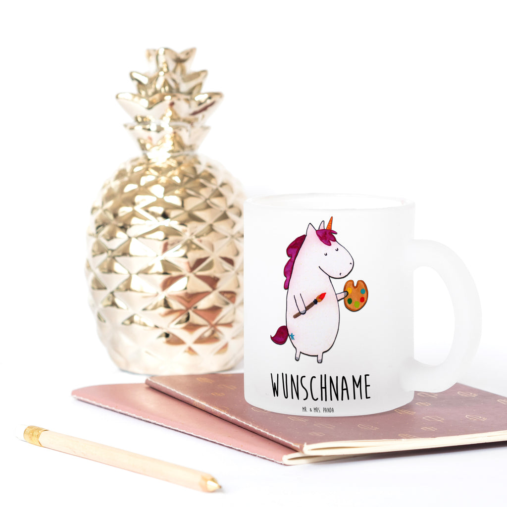 Personalisierte Teetasse Einhorn Künstler Personalisierte Teetasse, Personalisiertes Teeglas, Personalisierter Teebecher, Personalisierte Glas Teetasse, Personalisierte Teetasse aus Glas, Teetasse mit Namen, Teeglas mit Namen, Teebecher mit Namen, Glas Teetasse mit Namen, Teetasse aus Glas mit Namen, Teetasse Wunschname, Teetasse selbst gestalten., Einhorn, Einhörner, Einhorn Deko, Pegasus, Unicorn, Englisch, Künstler, Artist, Malen, Zeichnen, Welt, Farbe, Stift, Pinsel, Geschenk, Maler