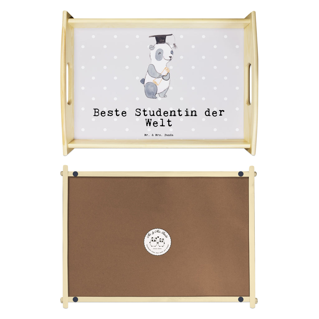 Serviertablett Panda Beste Studentin der Welt Serviertablett, Tablett, Holztablett, Küchentablett, Dekotablett, Frühstückstablett, für, Dankeschön, Geschenk, Schenken, Geburtstag, Geburtstagsgeschenk, Geschenkidee, Danke, Bedanken, Mitbringsel, Freude machen, Geschenktipp, Studentin, Studium, Tochter, Spaß, Musterschülerin, lustig, Studienabschluss, witzig, Universität, Abschluss, Alumni, Uni, Studenten, Hochschule