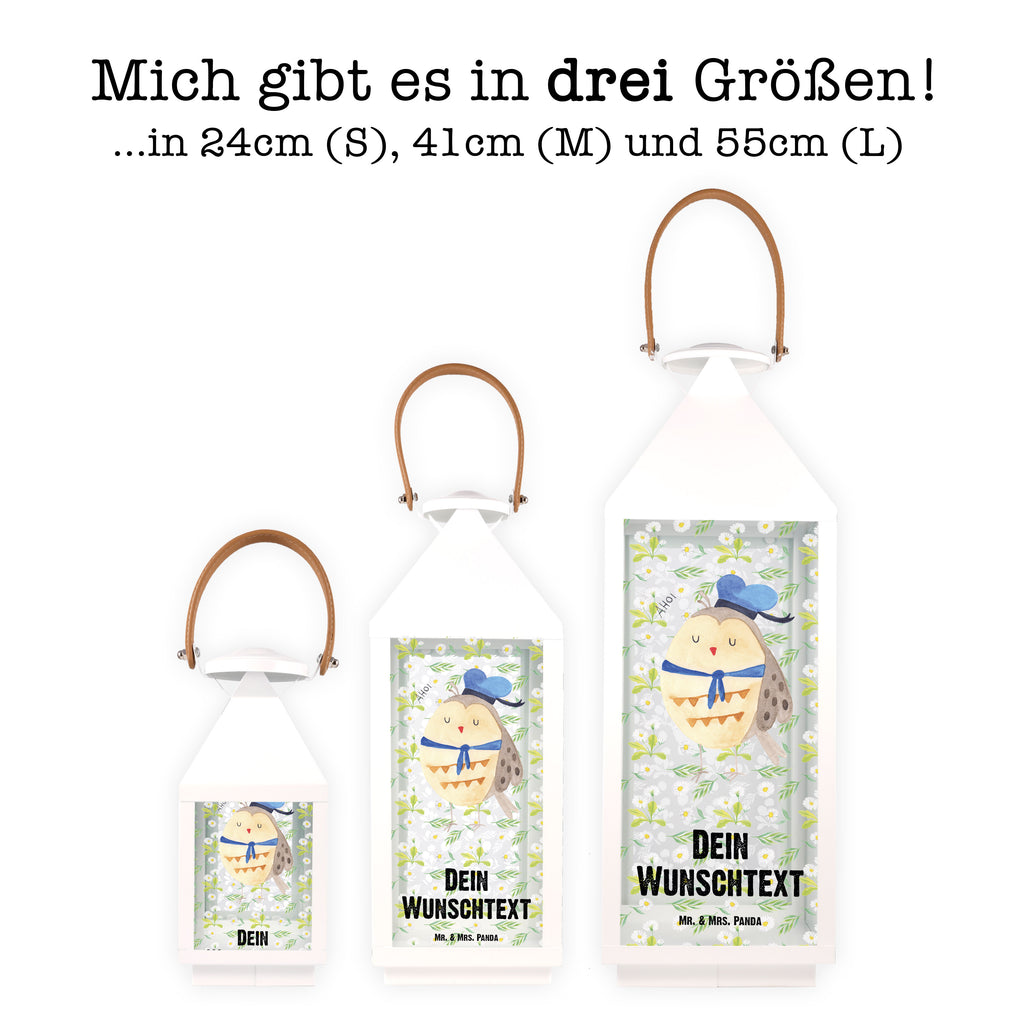 Personalisierte Deko Laterne Eule Matrosen Gartenlampe, Gartenleuchte, Gartendekoration, Gartenlicht, Laterne kleine Laternen, XXL Laternen, Laterne groß, Eule, Eule Spruch, Eule Deko, Owl, Wortspiel lustig, Matrose, Freundin, Ehe, Seefahrer, Heimathafen, Hochzeitstag Geschenk