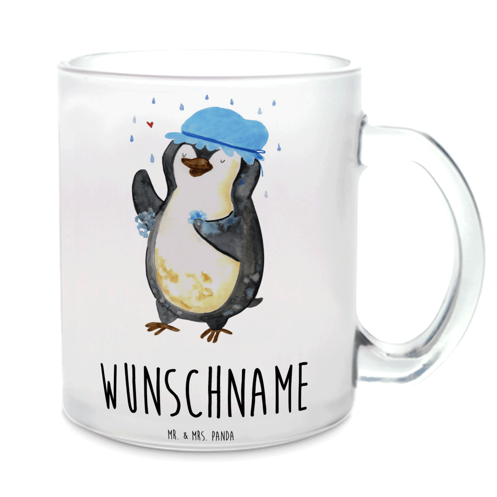 Personalisierte Teetasse Pinguin duscht Personalisierte Teetasse, Personalisiertes Teeglas, Personalisierter Teebecher, Personalisierte Glas Teetasse, Personalisierte Teetasse aus Glas, Teetasse mit Namen, Teeglas mit Namen, Teebecher mit Namen, Glas Teetasse mit Namen, Teetasse aus Glas mit Namen, Teetasse Wunschname, Teetasse selbst gestalten., Pinguin, Pinguine, Dusche, duschen, Lebensmotto, Motivation, Neustart, Neuanfang, glücklich sein