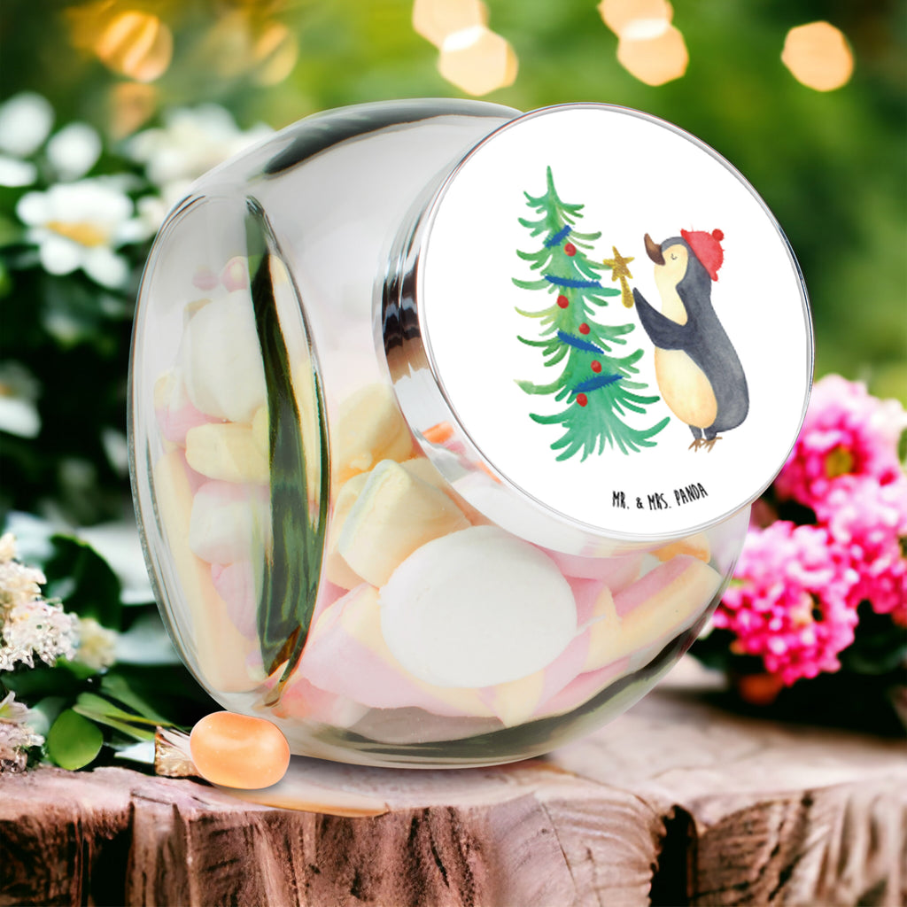 Bonbonglas Pinguin Weihnachtsbaum Vorratsdose, Vorratsbehälter, Süßigkeitenglas, Süßigkeitendose, Kaffeedose, Müslidose, Teedose, Keksbehälter, Keksedose, Glasdose, Glasbälter, Vorratsglas, Küchenbehälter, Aufbewahrungsdose, Aufbewahungsglas, Gewürzdose, Küchenorganizer, Snackdose, Winter, Weihnachten, Weihnachtsdeko, Nikolaus, Advent, Heiligabend, Wintermotiv, Pinguin