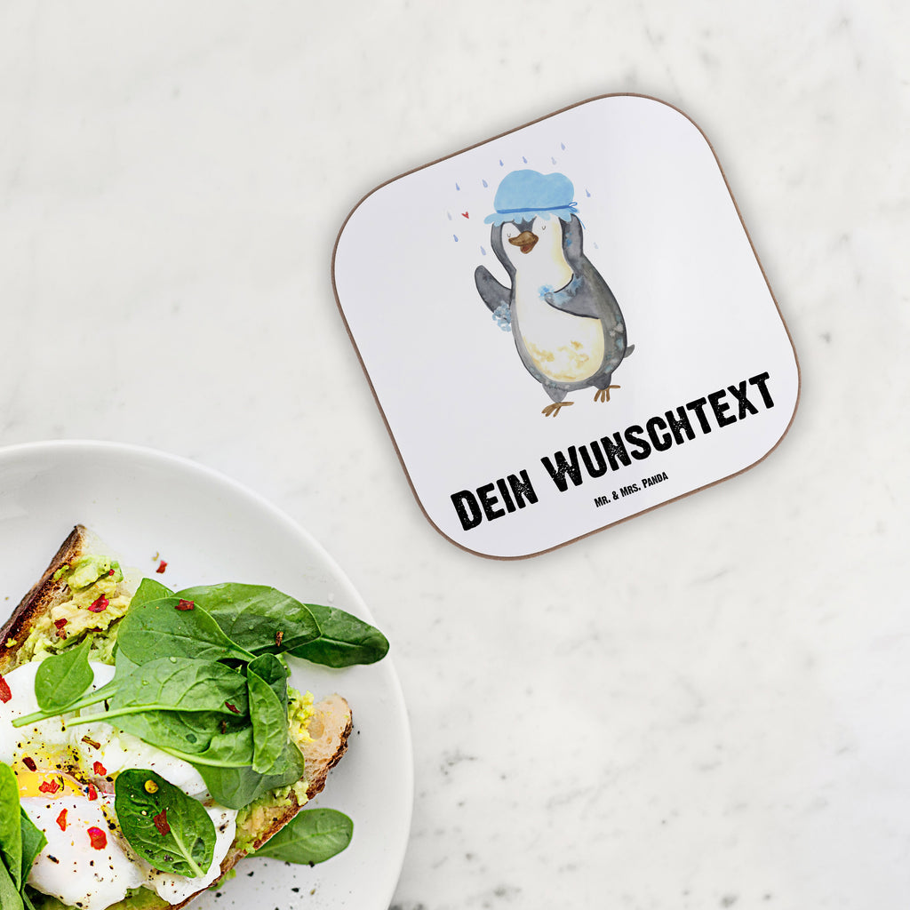 Personalisierte Untersetzer Pinguin duscht Personalisierte Untersetzer, PErsonalisierte Bierdeckel, Personalisierte Glasuntersetzer, Peronalisierte Untersetzer Gläser, Personalisiert Getränkeuntersetzer, Untersetzer mit Namen, Bedrucken, Personalisieren, Namensaufdruck, Pinguin, Pinguine, Dusche, duschen, Lebensmotto, Motivation, Neustart, Neuanfang, glücklich sein