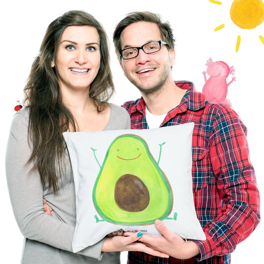 40x40 Kissen Avocado Happy Kissenhülle, Kopfkissen, Sofakissen, Dekokissen, Motivkissen, Avocado, Veggie, Vegan, Gesund, Chaos