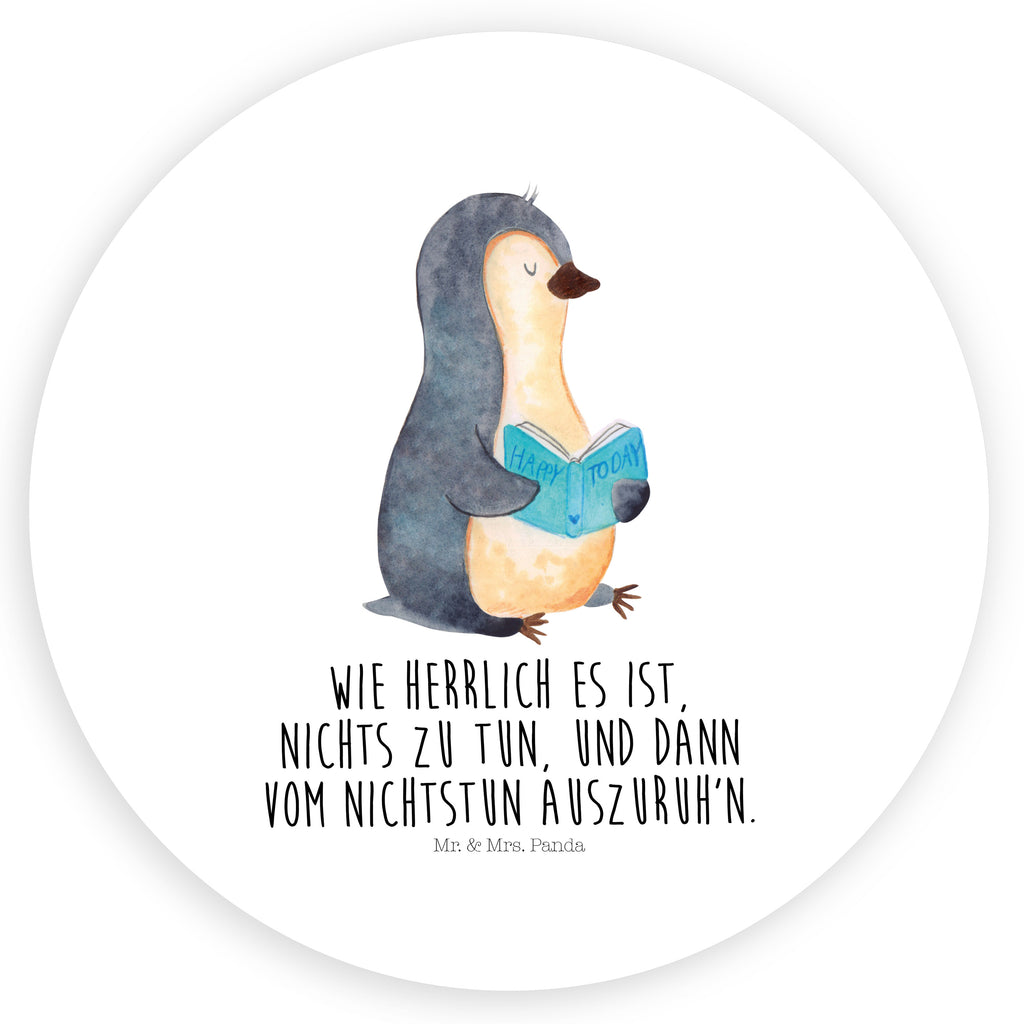 Rund Aufkleber Pinguin Buch Sticker, Aufkleber, Etikett, Kinder, rund, Pinguin, Pinguine, Buch, Lesen, Bücherwurm, Nichtstun, Faulenzen, Ferien, Urlaub, Freizeit