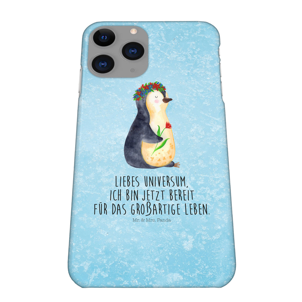 Handyhülle Pinguin Blumen Iphone XR Handyhülle, Iphone XR, Handyhülle, Premium Kunststoff, Pinguin, Pinguine, Blumenkranz, Universum, Leben, Wünsche, Ziele, Lebensziele, Motivation, Lebenslust, Liebeskummer, Geschenkidee