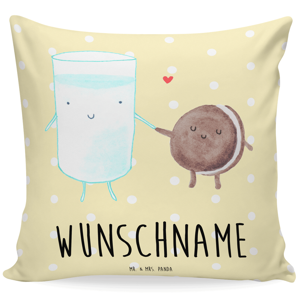 Personalisiertes Kissen Milch & Keks Kissen, personalisiert, Name, Wunschname, bedrucken, Kopfkissen, Tiermotive, Gute Laune, lustige Sprüche, Tiere, Milk, Cookie, Milch, Keks, Kekse, Kaffee, Einladung Frühstück, Motiv süß, romantisch, perfektes Paar