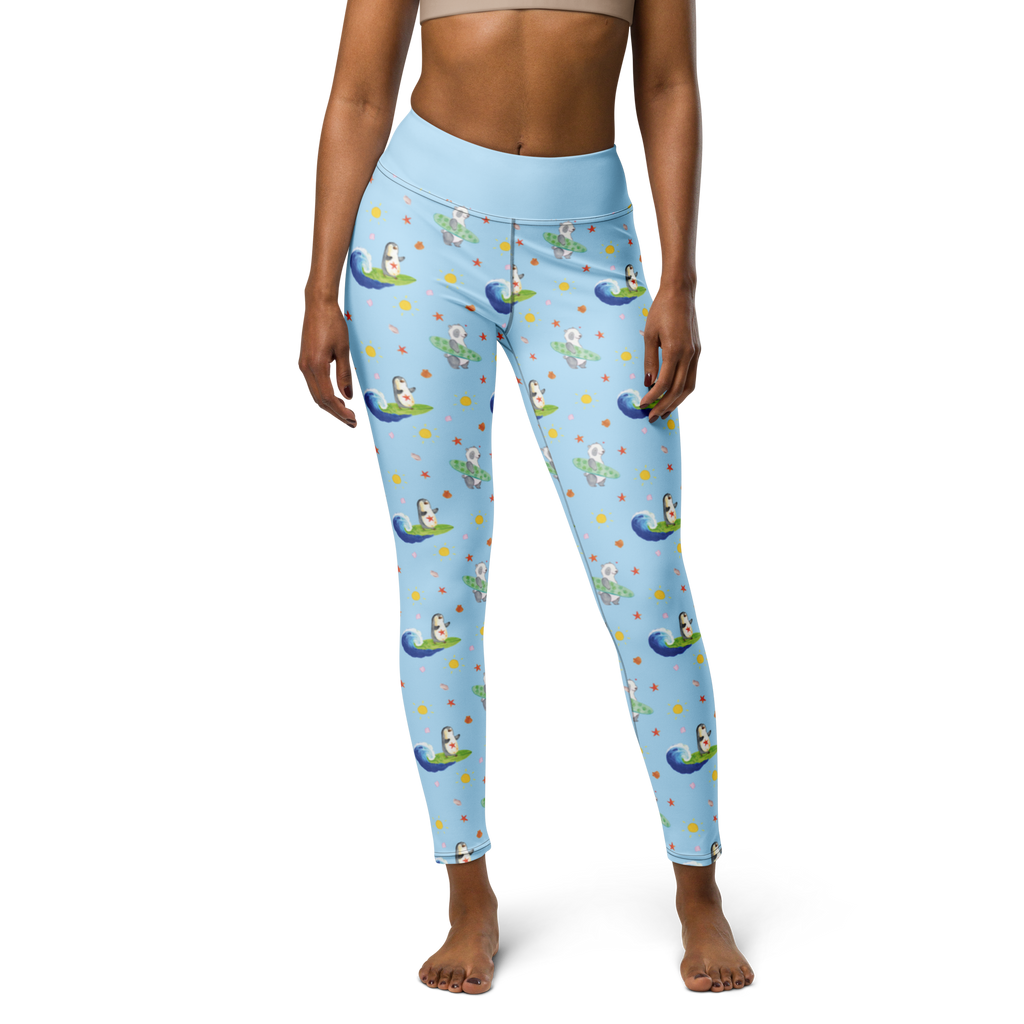 Yogahose Pinguin Surfer Muster Yogapants, Yogaleggings, Yogaleggins, Yogahose Damen, Yogahose, Frauen, Yogahose Mädchen, Yogahose Kinder, Yogahose Herren, Yogahose Männer, Pinguin, Pinguine, surfen, Surfer, Hawaii, Urlaub, Wellen, Wellen reiten, Portugal