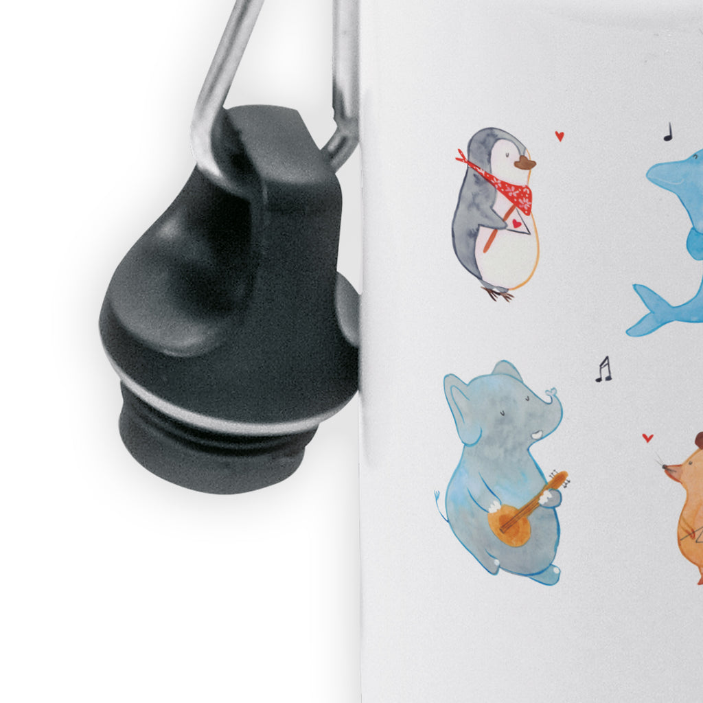 Kindertrinkflasche Big Band Kindertrinkflasche, Kinder Trinkflasche, Trinkflasche, Flasche, Kinderflasche, Kinder, Kids, Kindergarten Flasche, Grundschule, Jungs, Mädchen, Tiermotive, Gute Laune, lustige Sprüche, Tiere, Hund, Pinguin, Maus, Elefant, Delfin, Gitarre, Band, Triangel, Musikanten, Musik