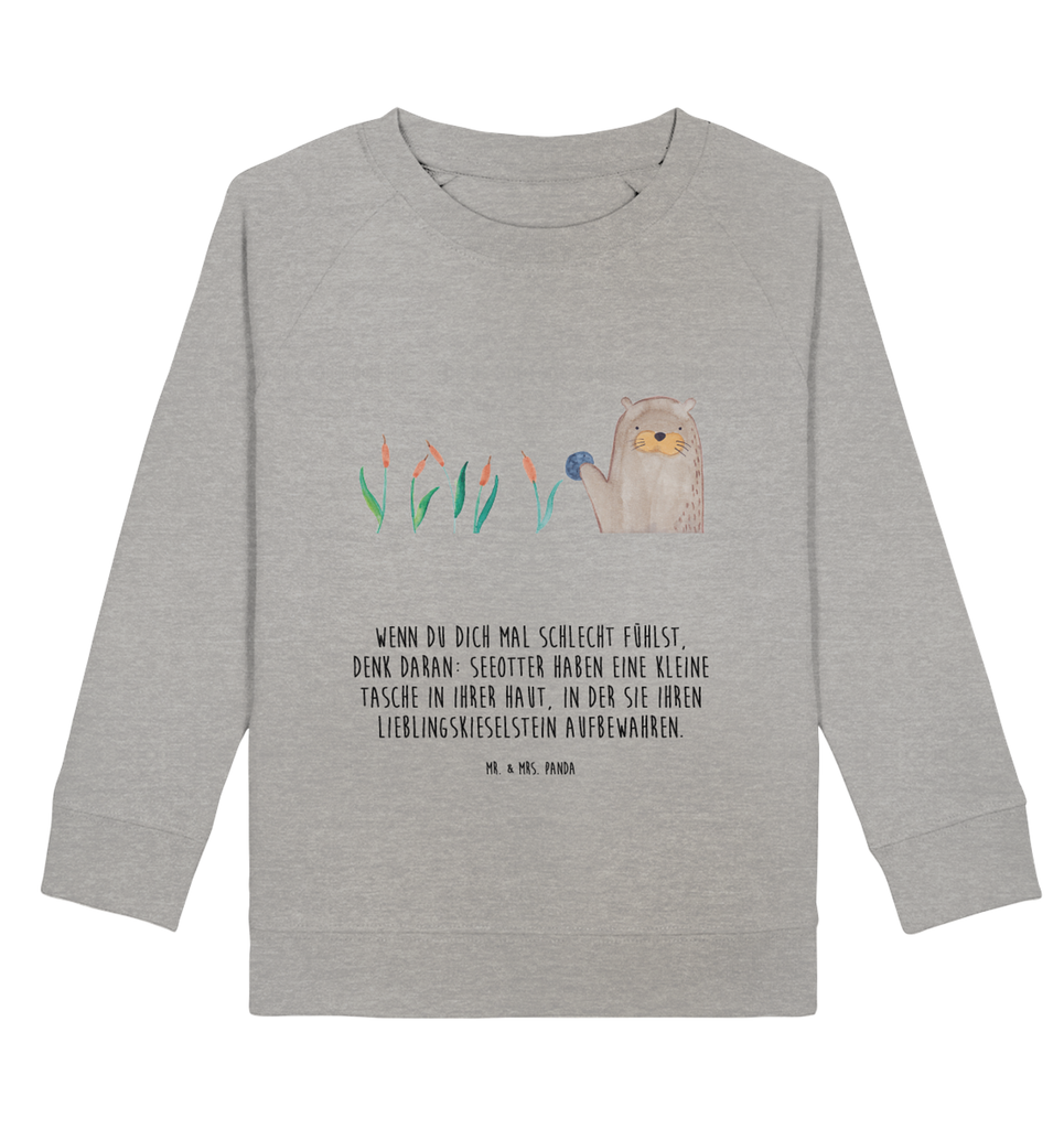 Organic Kinder Pullover Otter mit Stein Kinder Pullover, Kinder Sweatshirt, Jungen, Mädchen, Otter, Fischotter, Seeotter, Otter Seeotter See Otter