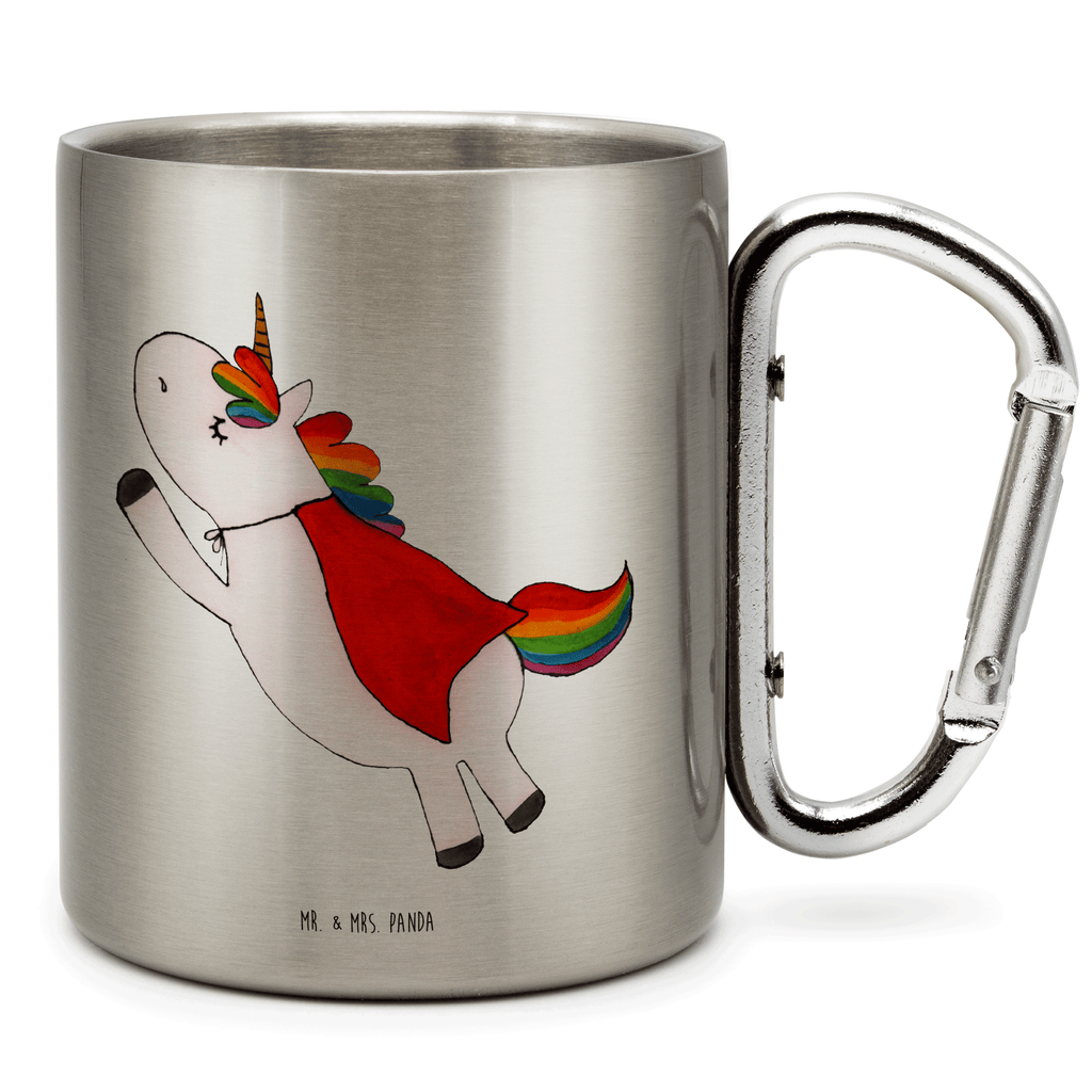 Edelstahlbecher Einhorn Super Edelstahltasse, Karabiner, Edelstahlbecher, Outdoor, Camping, Tasse, Becher, Einhorn, Einhörner, Einhorn Deko, Pegasus, Unicorn, Traummann, Superheld, Held, Freundin, Geschenk, Girl, Mädchen