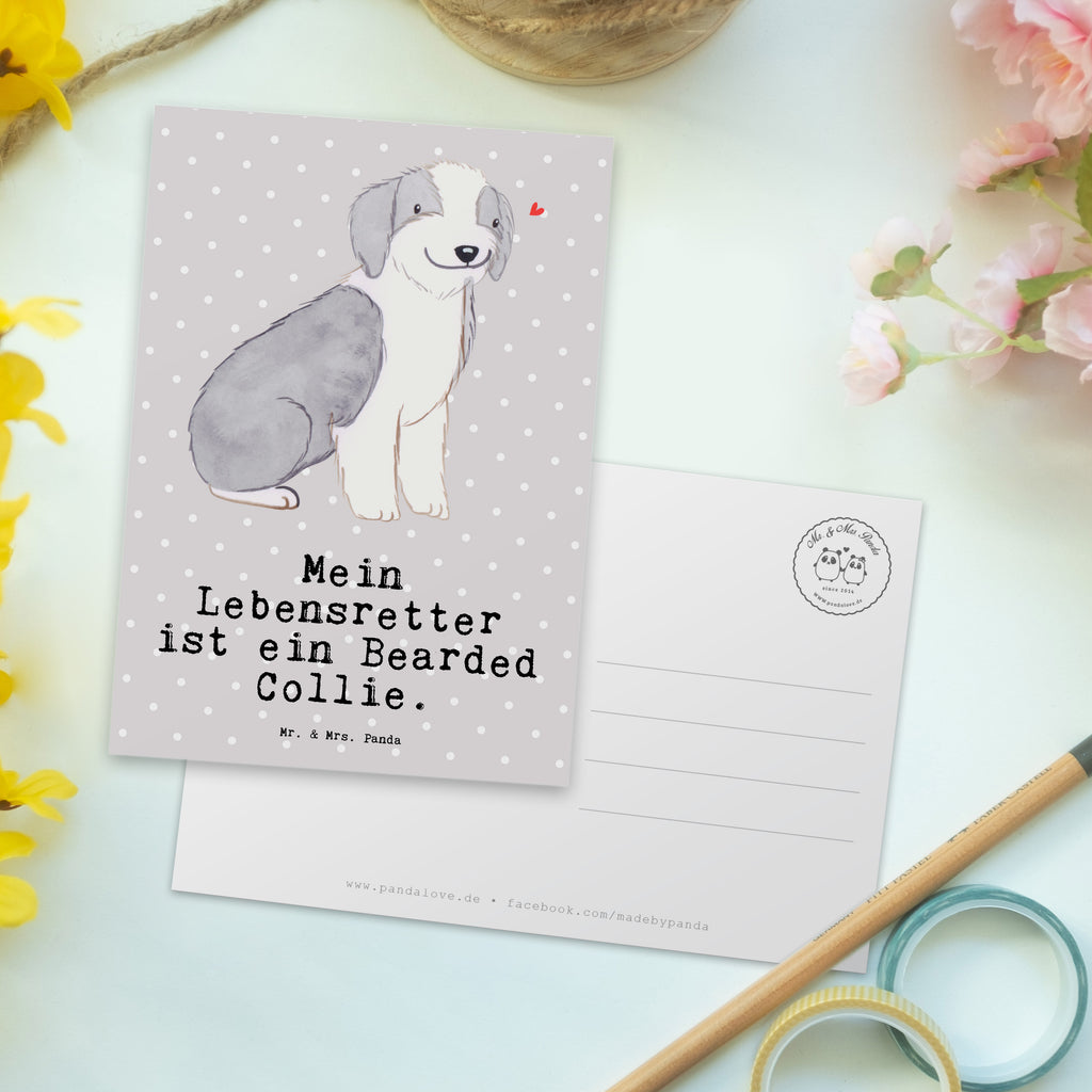 Postkarte Bearded Collie Lebensretter Postkarte, Karte, Geschenkkarte, Grußkarte, Einladung, Ansichtskarte, Geburtstagskarte, Einladungskarte, Dankeskarte, Ansichtskarten, Einladung Geburtstag, Einladungskarten Geburtstag, Hund, Hunderasse, Rassehund, Hundebesitzer, Geschenk, Tierfreund, Schenken, Welpe, Bearded Collie, britischer Hütehund